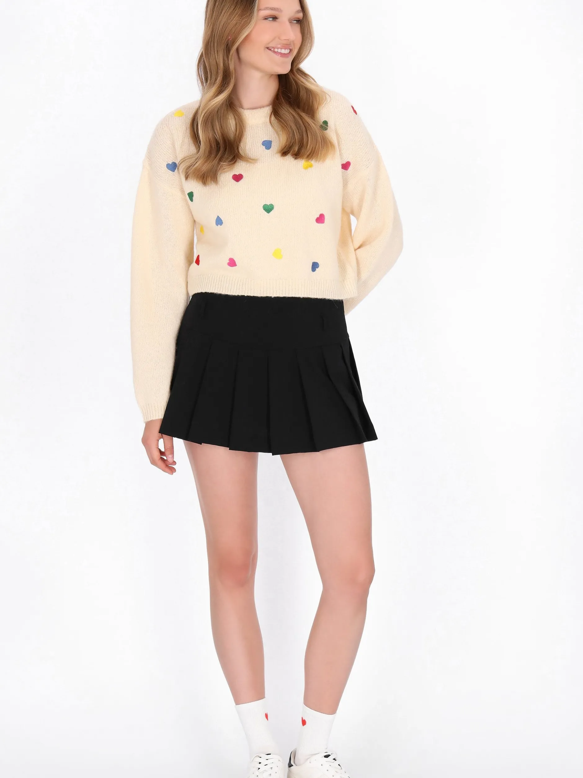 MyMo Damen Pullover in weiß - Ausschnitt: Rundhals