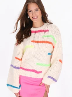 MyMo Damen Pullover in weiß - Ausschnitt: Rundhals