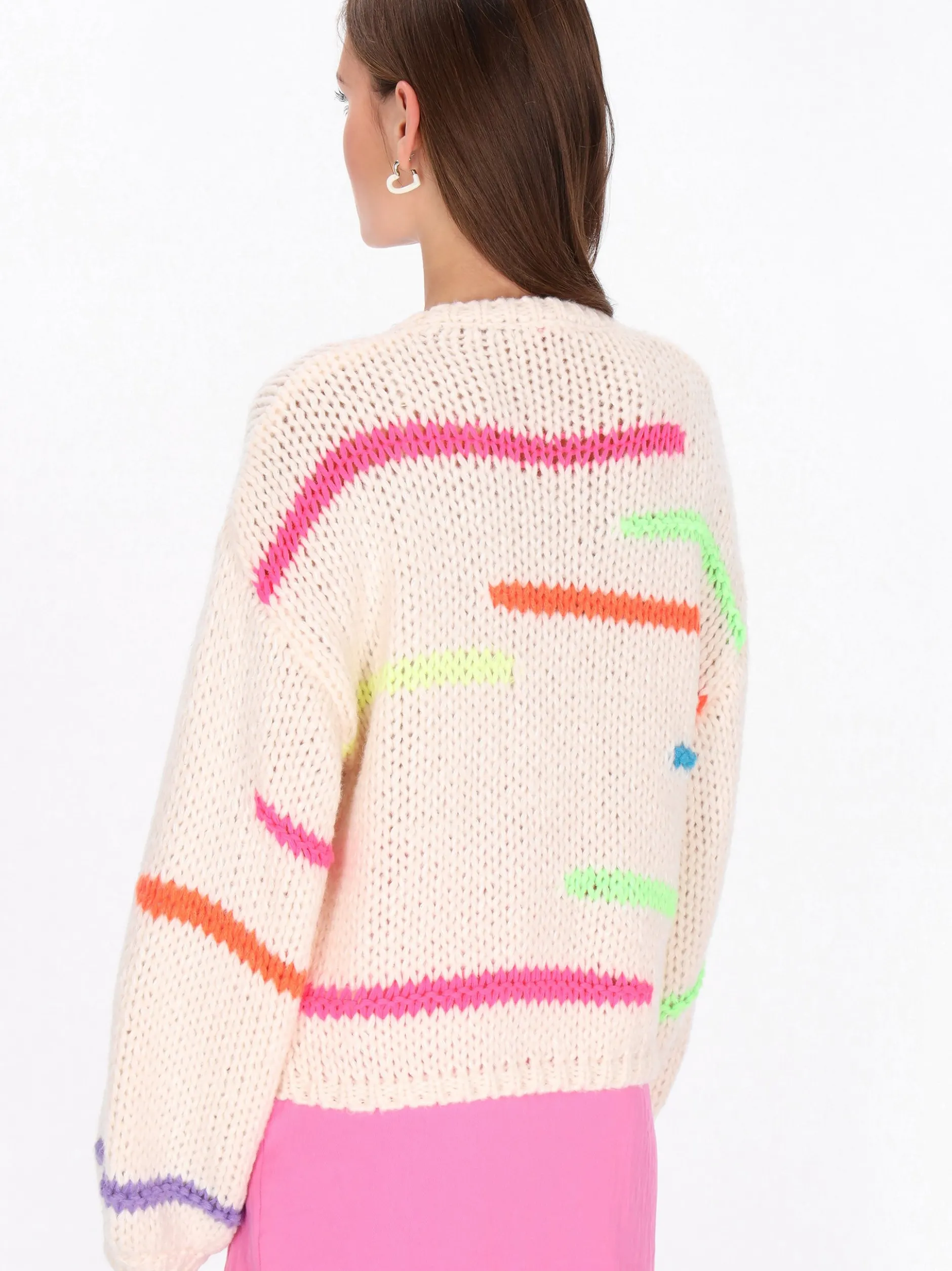 MyMo Damen Pullover in weiß - Ausschnitt: Rundhals