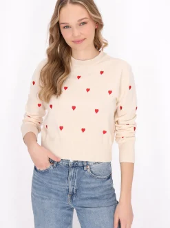 MyMo Damen Pullover in weiß - Ausschnitt: Rundhals