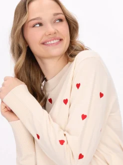 MyMo Damen Pullover in weiß - Ausschnitt: Rundhals