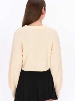 MyMo Damen Pullover in weiß - Ausschnitt: Rundhals