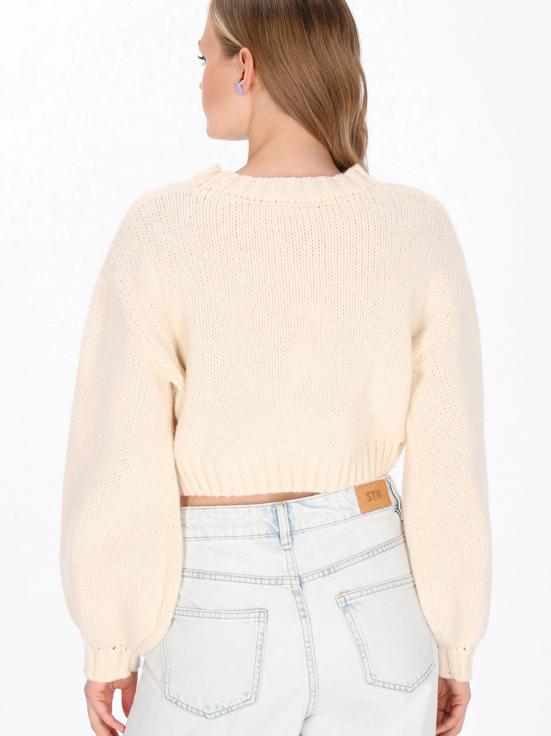 MyMo Damen Pullover in weiß - Ausschnitt: Rundhals