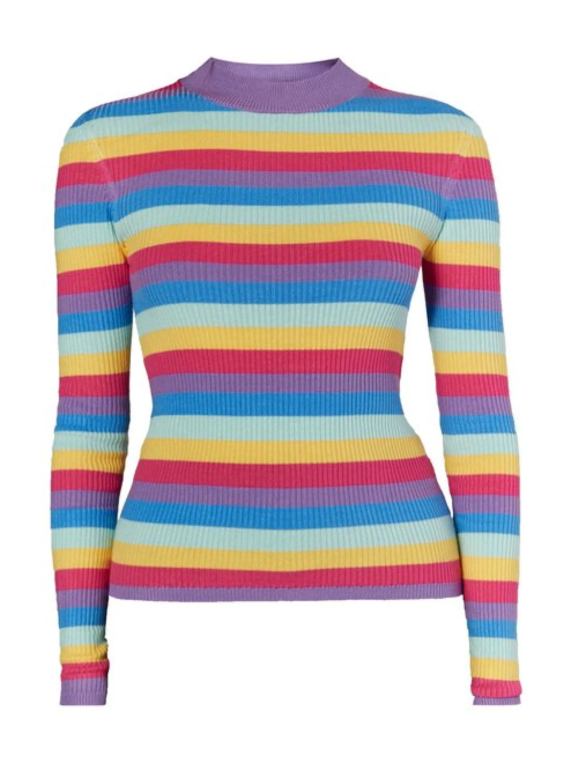 MyMo Damen Rippstrickpullover in mehrfarbig