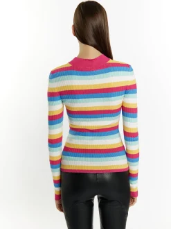 MyMo Damen Rippstrickpullover in pink
