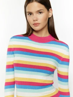 MyMo Damen Rippstrickpullover in pink