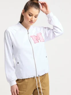MyMo Damen Satinblouson in weiß