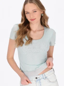 MyMo Damen Shirt in aqua - Ausschnitt: Rundhals