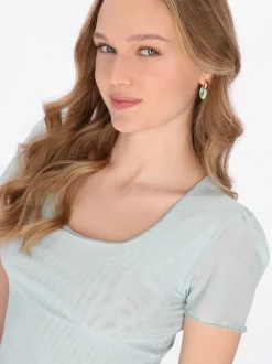 MyMo Damen Shirt in aqua - Ausschnitt: Rundhals
