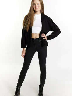 MyMo Damen Strickcardigan in schwarz