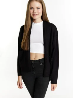 MyMo Damen Strickcardigan in schwarz