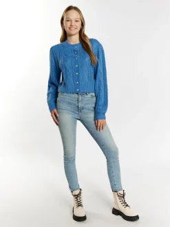 MyMo Damen Strickcardigan in hellblau