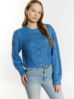 MyMo Damen Strickcardigan in hellblau