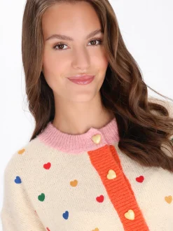 MyMo Damen Strickjacke in ecru - Ausschnitt: Rundhals