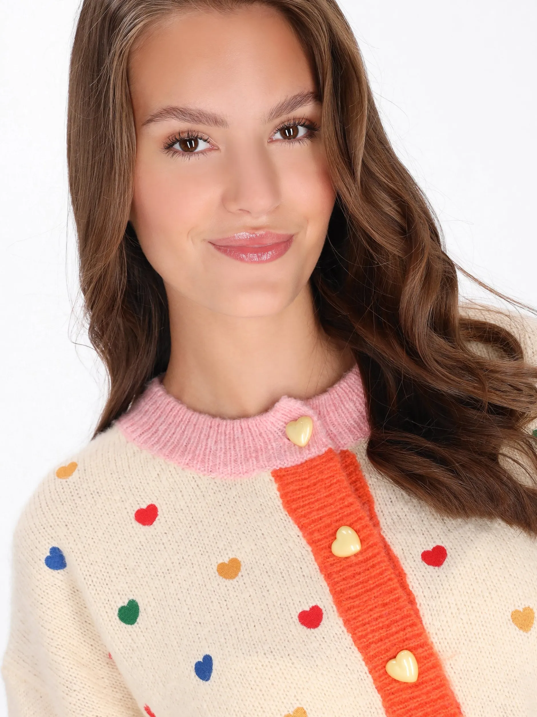 MyMo Damen Strickjacke in ecru - Ausschnitt: Rundhals