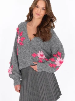 MyMo Damen Strickjacke in grau