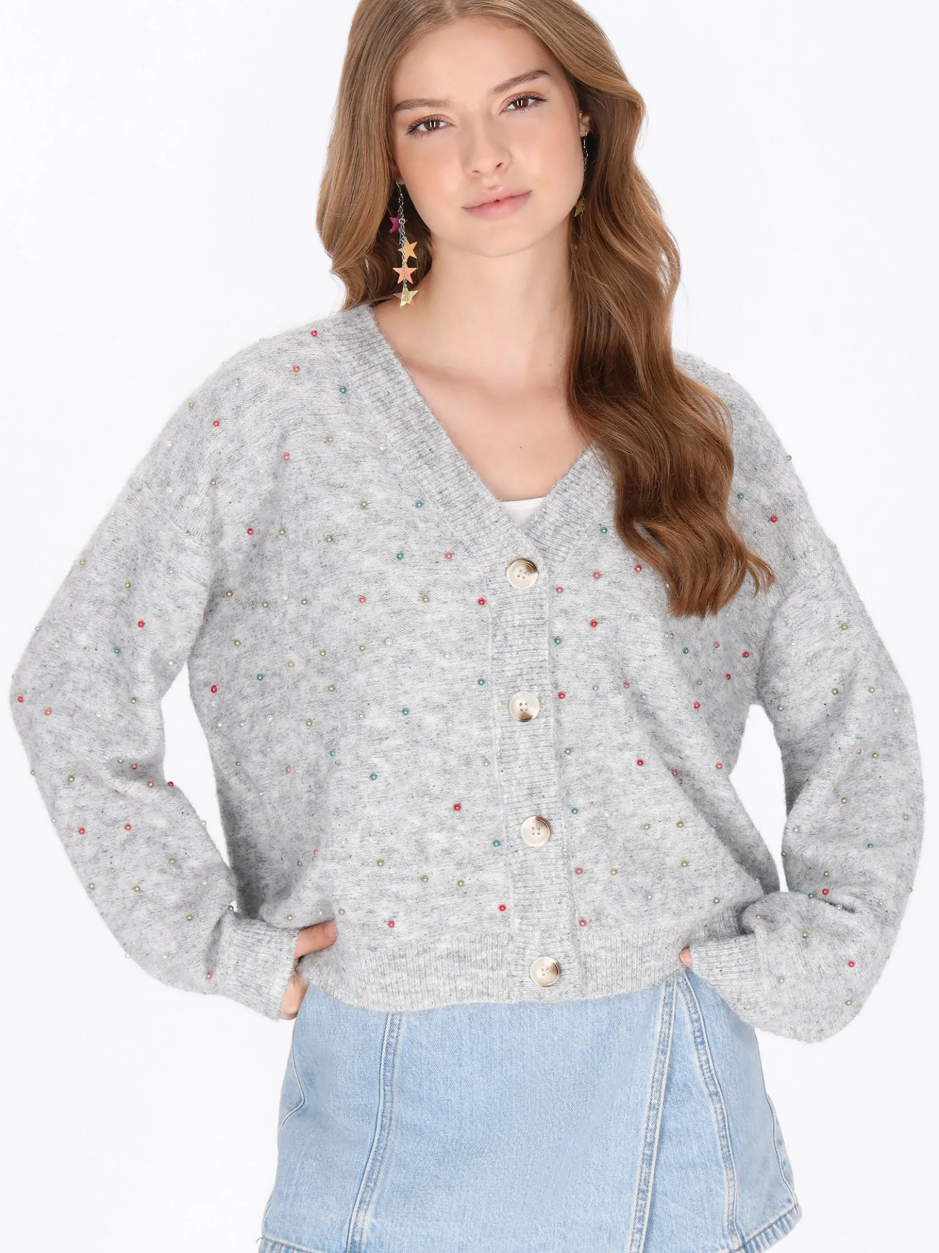 MyMo Damen Strickjacke in grau