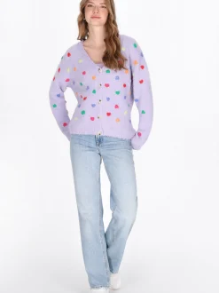 MyMo Damen Strickjacke in lila