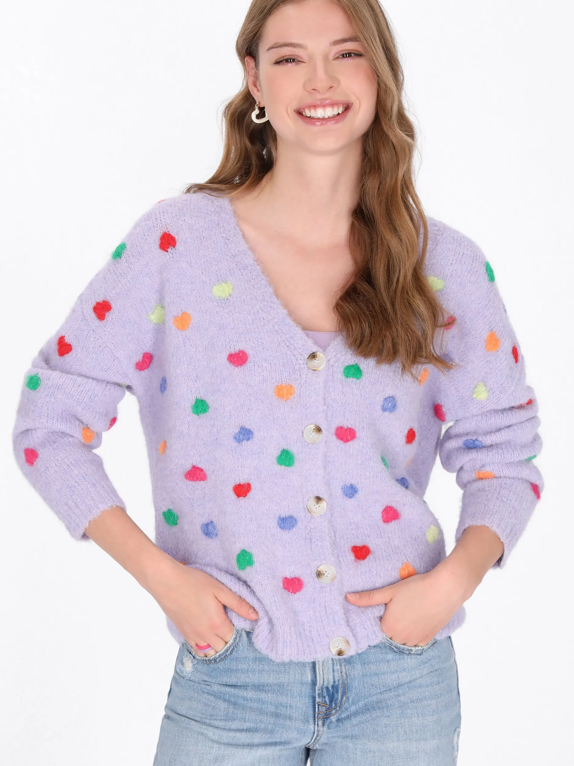 MyMo Damen Strickjacke in lila