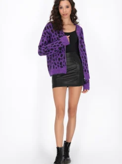 MyMo Damen Strickjacke in lila - Ausschnitt: Rundhals