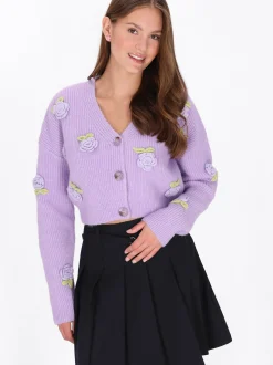 MyMo Damen Strickjacke in lila