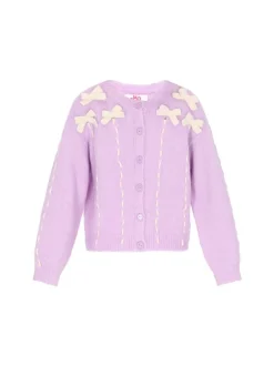 MyMo Damen Strickjacke in lila - Ausschnitt: Rundhals