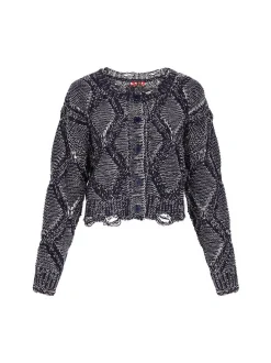 MyMo Damen Strickjacke in marine - Ausschnitt: Rundhals