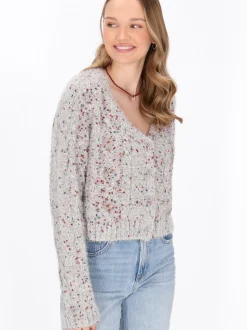 MyMo Damen Strickjacke in mehrfarbig
