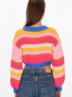 MyMo Damen Strickjacke in mehrfarbig