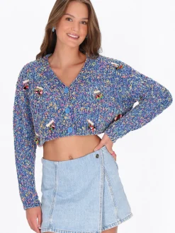 MyMo Damen Strickjacke in mehrfarbig