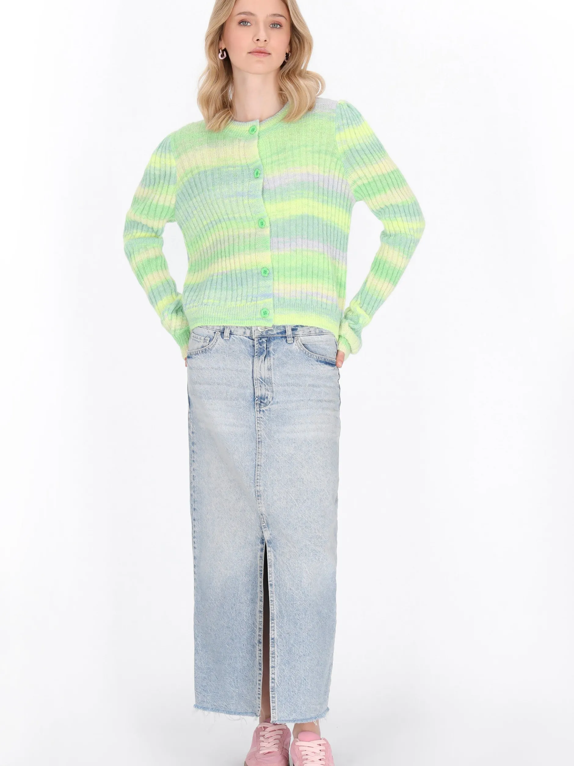 MyMo Damen Strickjacke in mehrfarbig