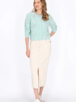 MyMo Damen Strickjacke in mint - Ausschnitt: Rundhals