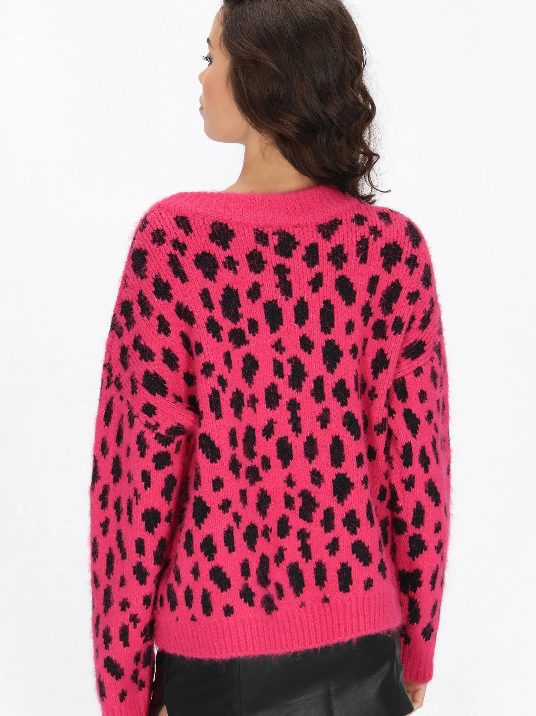 MyMo Damen Strickjacke in pink - Ausschnitt: Rundhals