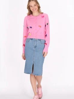 MyMo Damen Strickjacke in pink - Ausschnitt: Rundhals