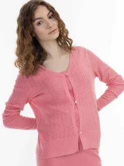 MyMo Damen Strickjacke in pink