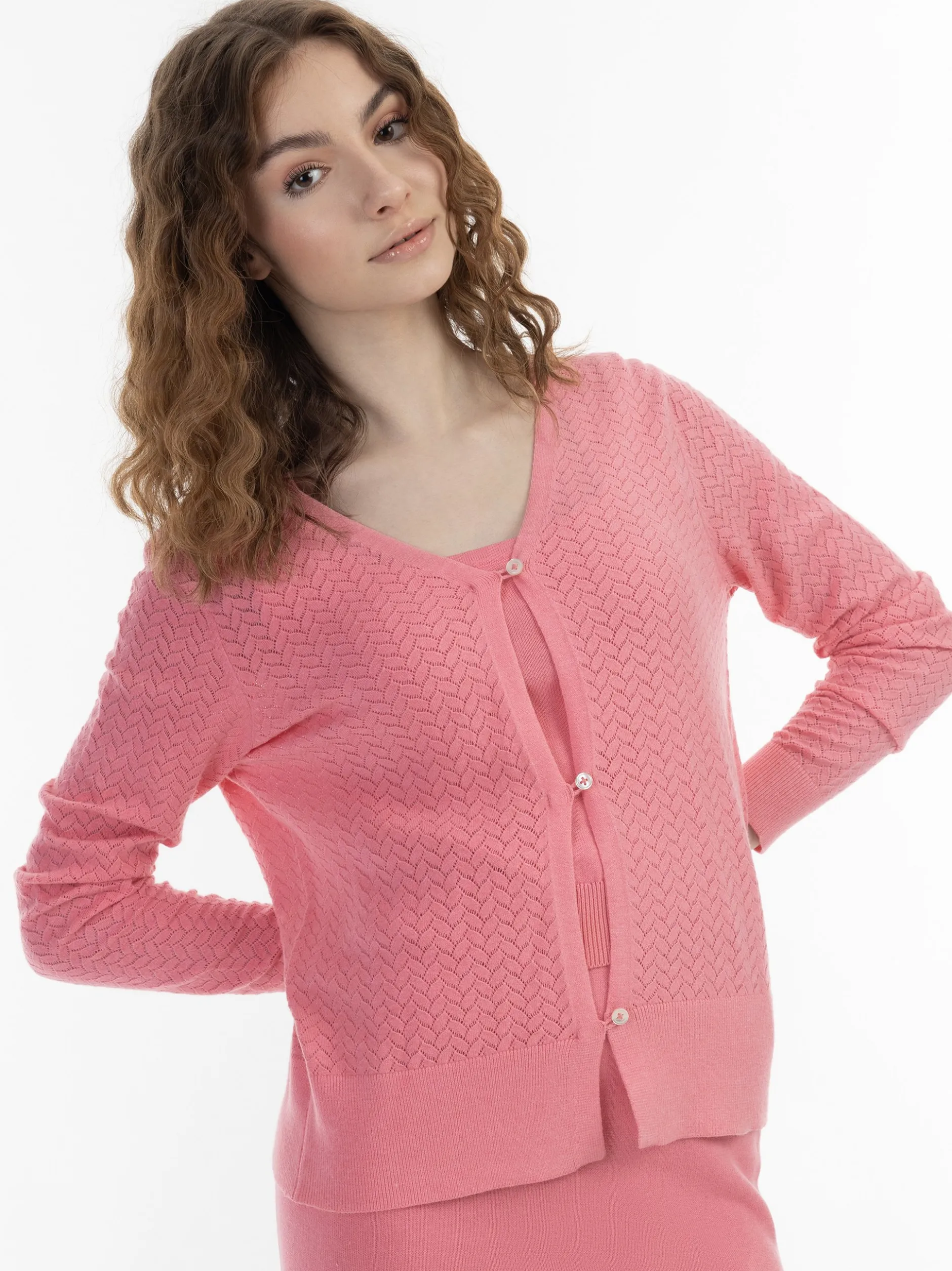 MyMo Damen Strickjacke in pink