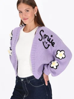 MyMo Damen Strickjacke in purple