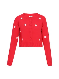 MyMo Damen Strickjacke in rot - Ausschnitt: Rundhals