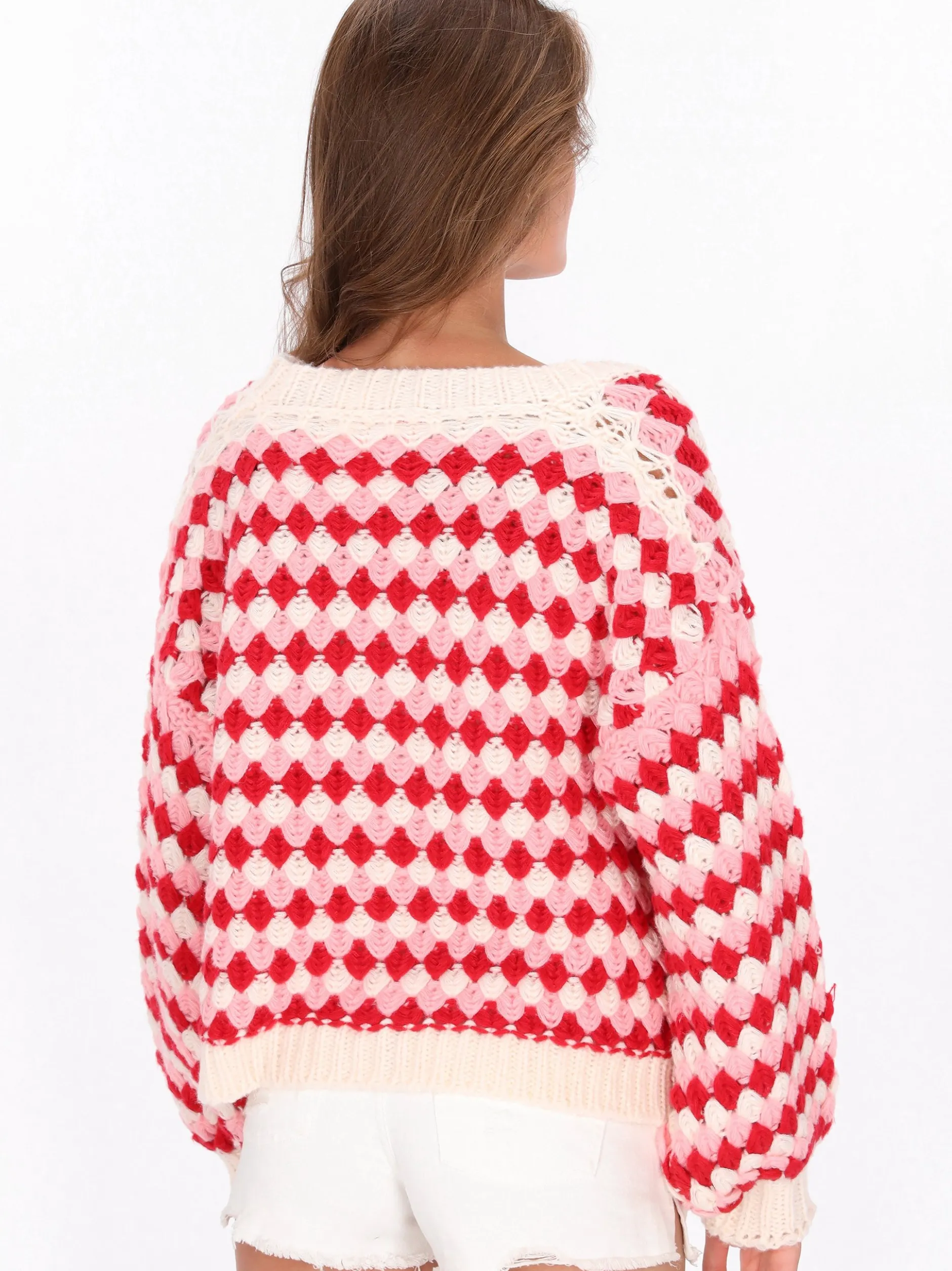 MyMo Damen Strickjacke in rot