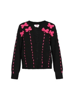 MyMo Damen Strickjacke in schwarz - Ausschnitt: Rundhals