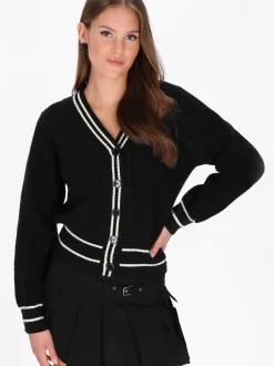 MyMo Damen Strickjacke in schwarz