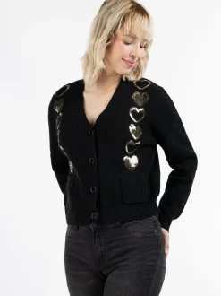 MyMo Damen Strickjacke in schwarz
