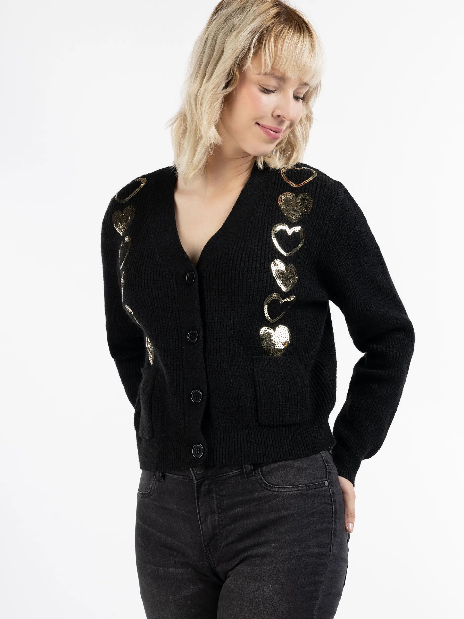 MyMo Damen Strickjacke in schwarz