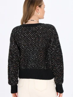 MyMo Damen Strickjacke in schwarz - Ausschnitt: Rundhals