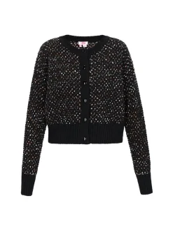MyMo Damen Strickjacke in schwarz - Ausschnitt: Rundhals