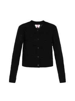 MyMo Damen Strickjacke in schwarz - Ausschnitt: Rundhals