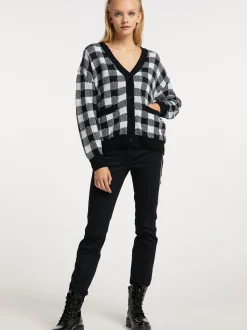 MyMo Damen Strickjacke in schwarz