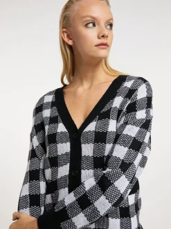 MyMo Damen Strickjacke in schwarz