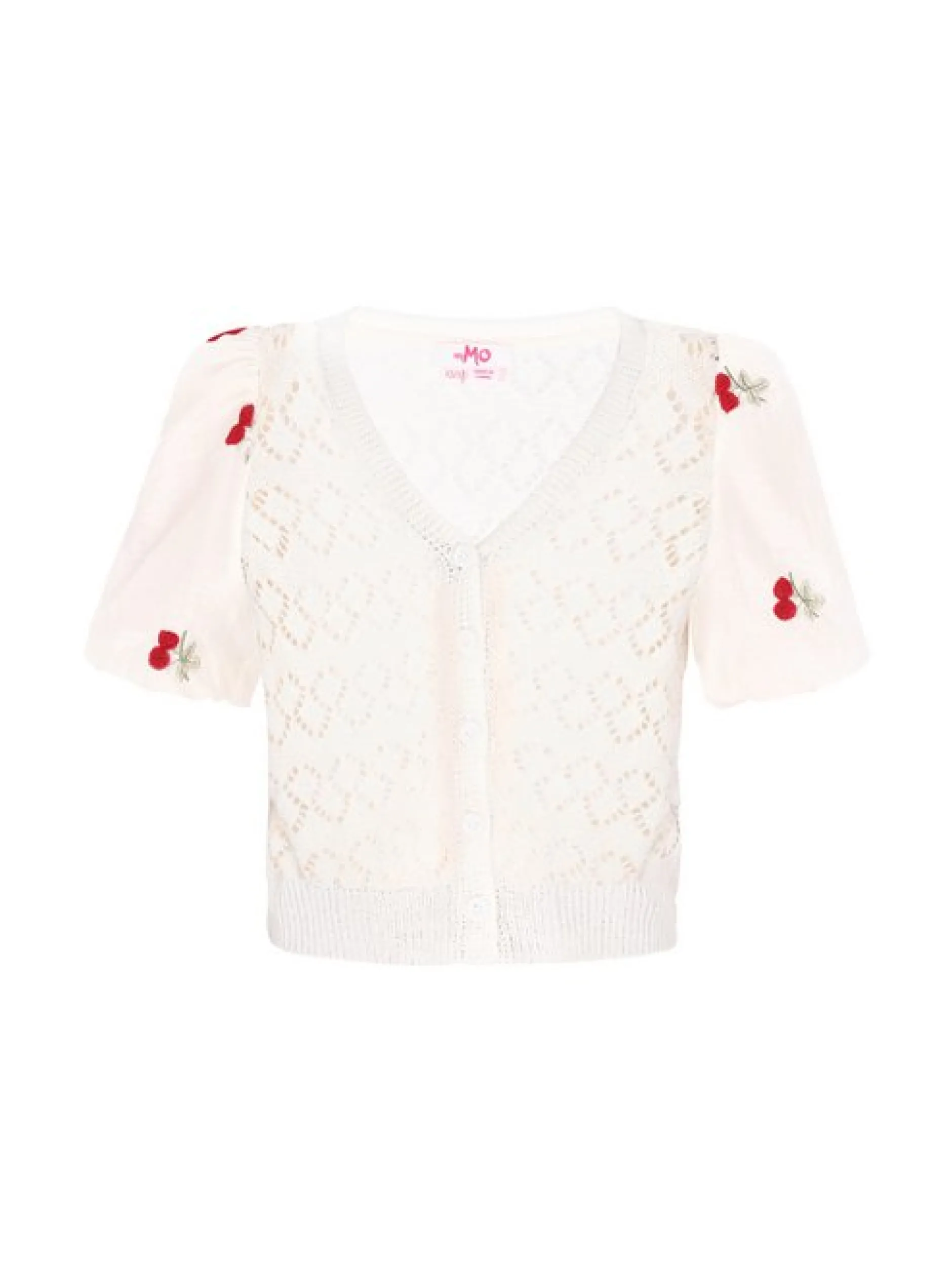 MyMo Damen Strickjacke in weiß
