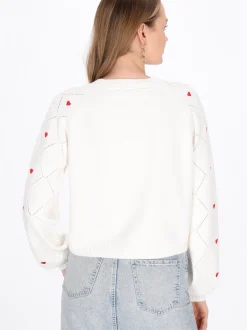 MyMo Damen Strickjacke in weiß - Ausschnitt: Rundhals